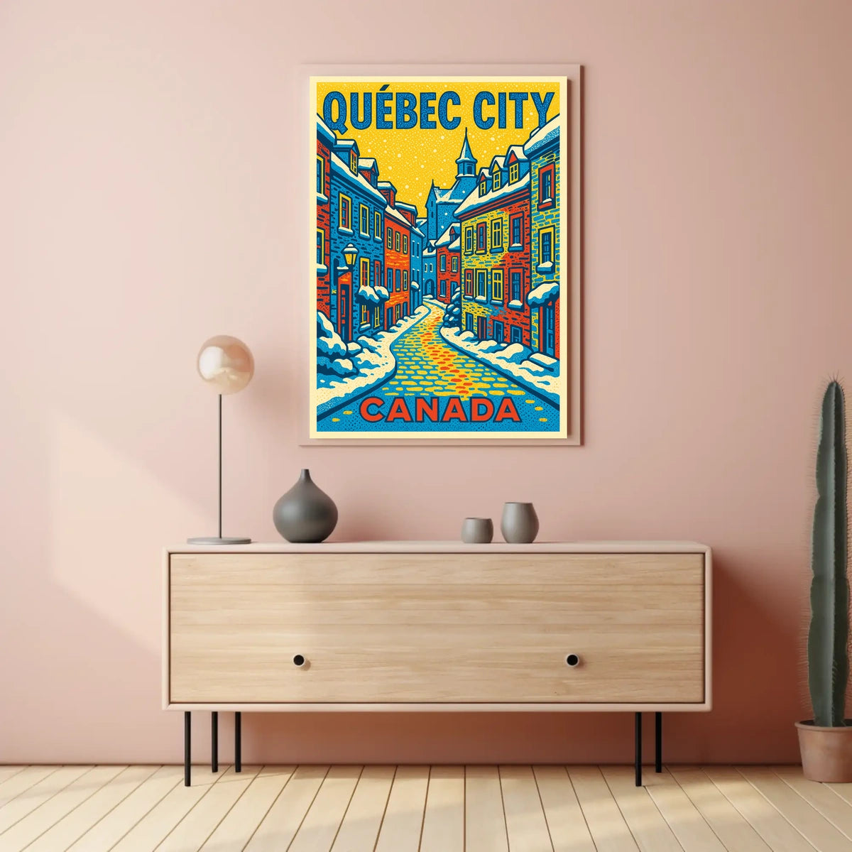 Québec City Winter Charm Pop Art Travel Poster