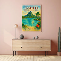 Tahiti Vintage Paradise Poster: Tropical Island Art Print