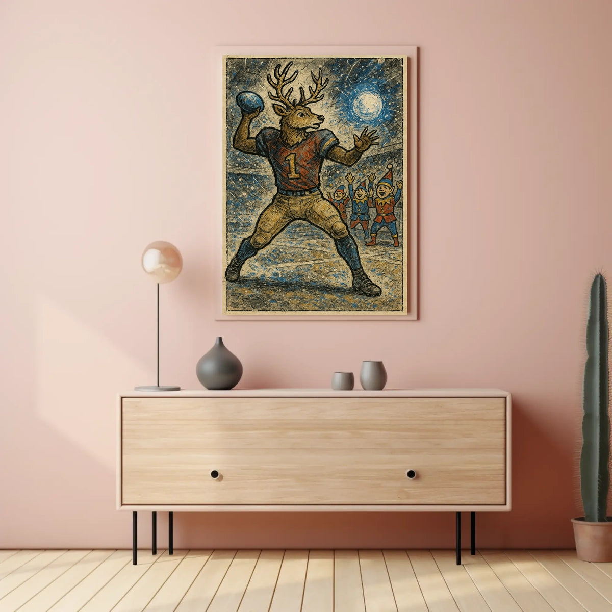 Reindeer Quarterback In A Winter Poster