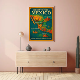 Vibrant Cities of Mexico Poster