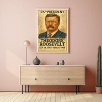 Theodore Roosevelt 26th President of the United States Exaggerated Cartoon Sketch Poster