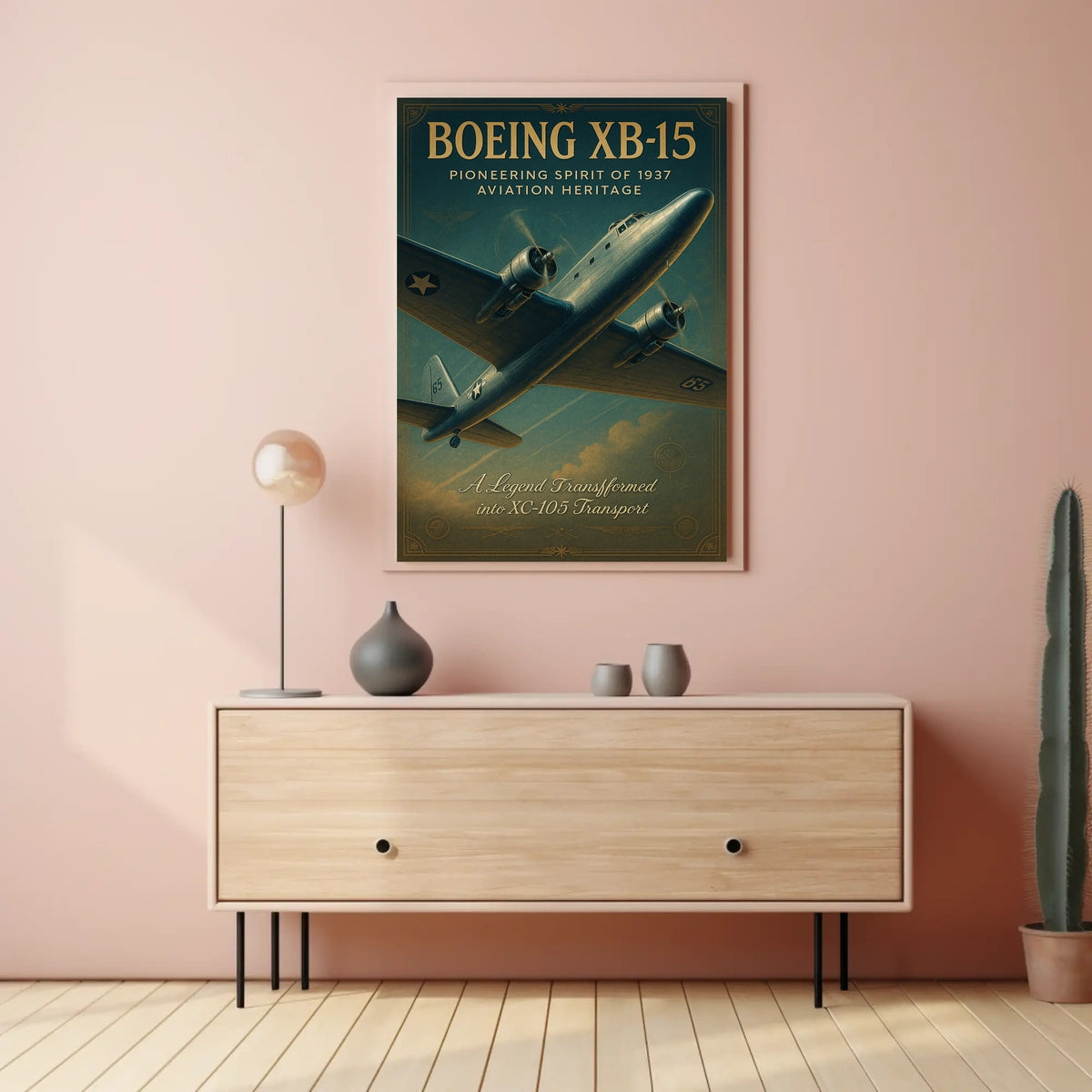 Boeing XB-15 Vintage Aviation Poster Art Print