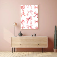 Delicate Pink Bows Watercolor – Abstract or Artistic Poster PosterGoat