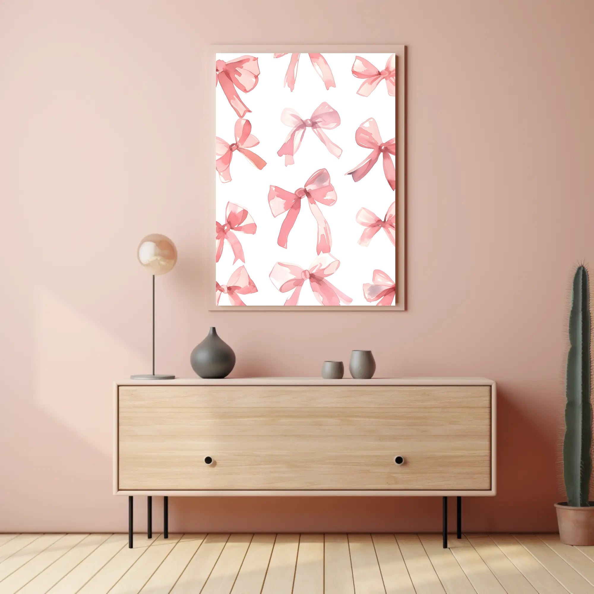 Delicate Pink Bows Watercolor – Abstract or Artistic Poster PosterGoat