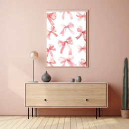 Delicate Pink Bows Watercolor – Abstract or Artistic Poster PosterGoat