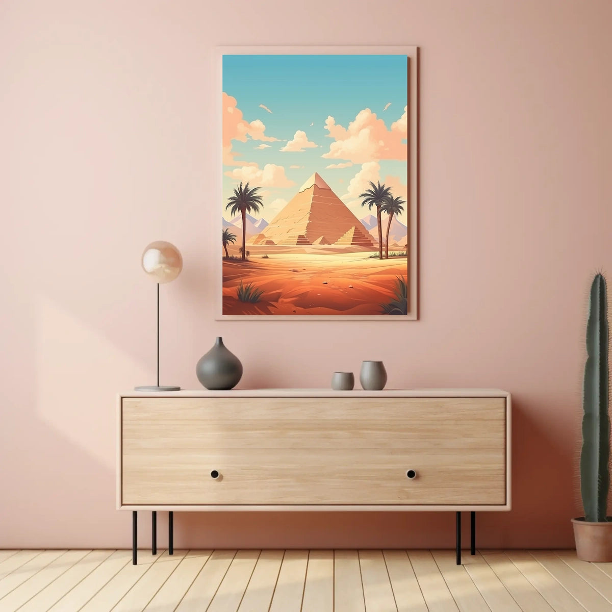 Ancient Egyptian Landscape with Pyramid Cultural Heritage Poster