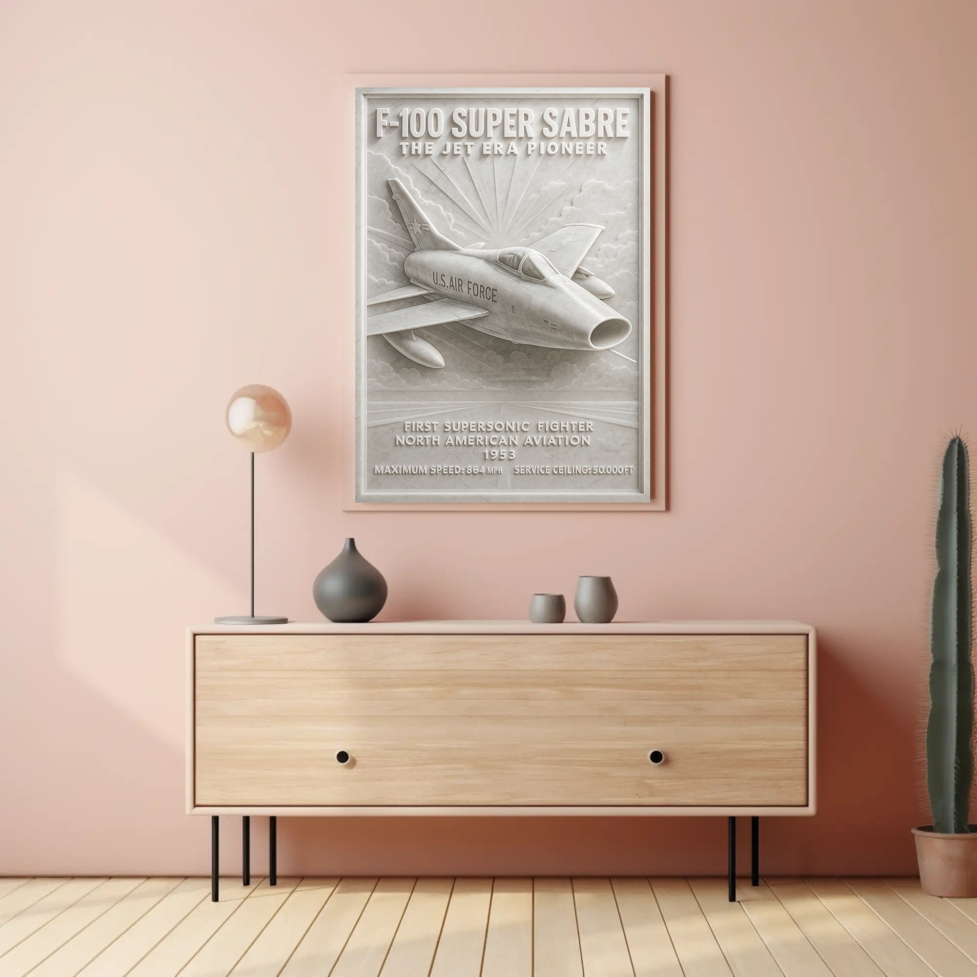 F-100 Super Sabre Vintage Military Aviation Art Poster