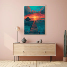 Tropical Sunset Pier: Serene Coastal Escape Poster