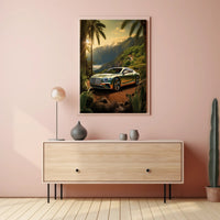 Luxury Car in Tropical Paradise Poster PosterGoat