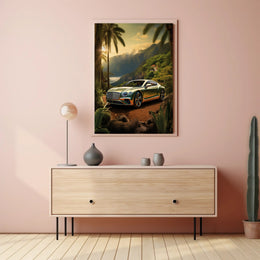 Luxury Car in Tropical Paradise Poster PosterGoat