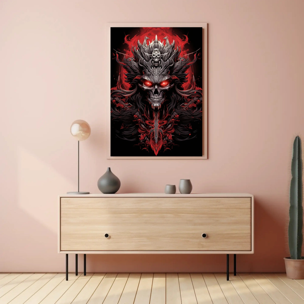 Skull with Horns Fantasy Gothic Art Poster