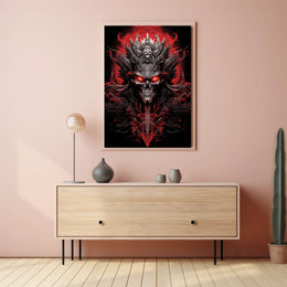 Skull with Horns Fantasy Gothic Art Poster