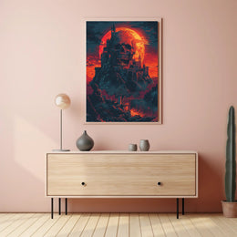 Skull Fortress Under a Blood Moon Art Print Poster PosterGoat