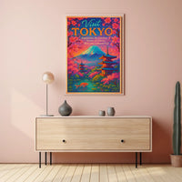 Visit Tokyo Cherry Blossoms Mount Fuji Poster