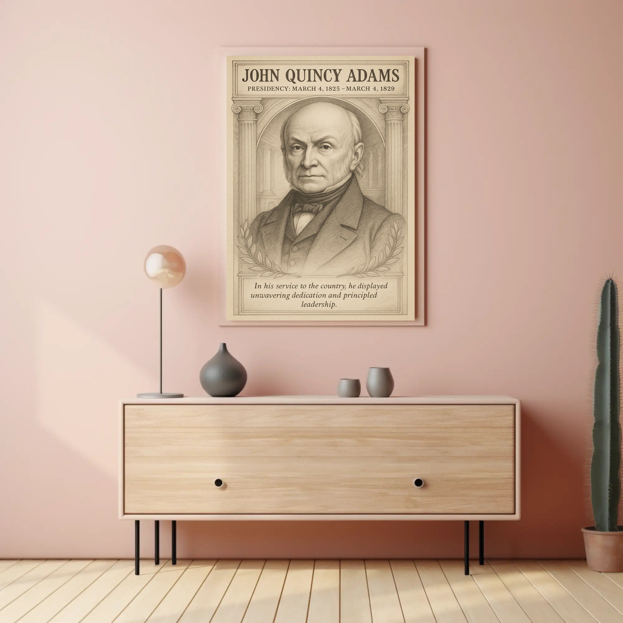 John Quincy Adams 6th President Sketch Poster Wall Art Print PosterGoat