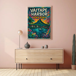 Vaitape Harbor Bora Bora Tropical Landscape Poster
