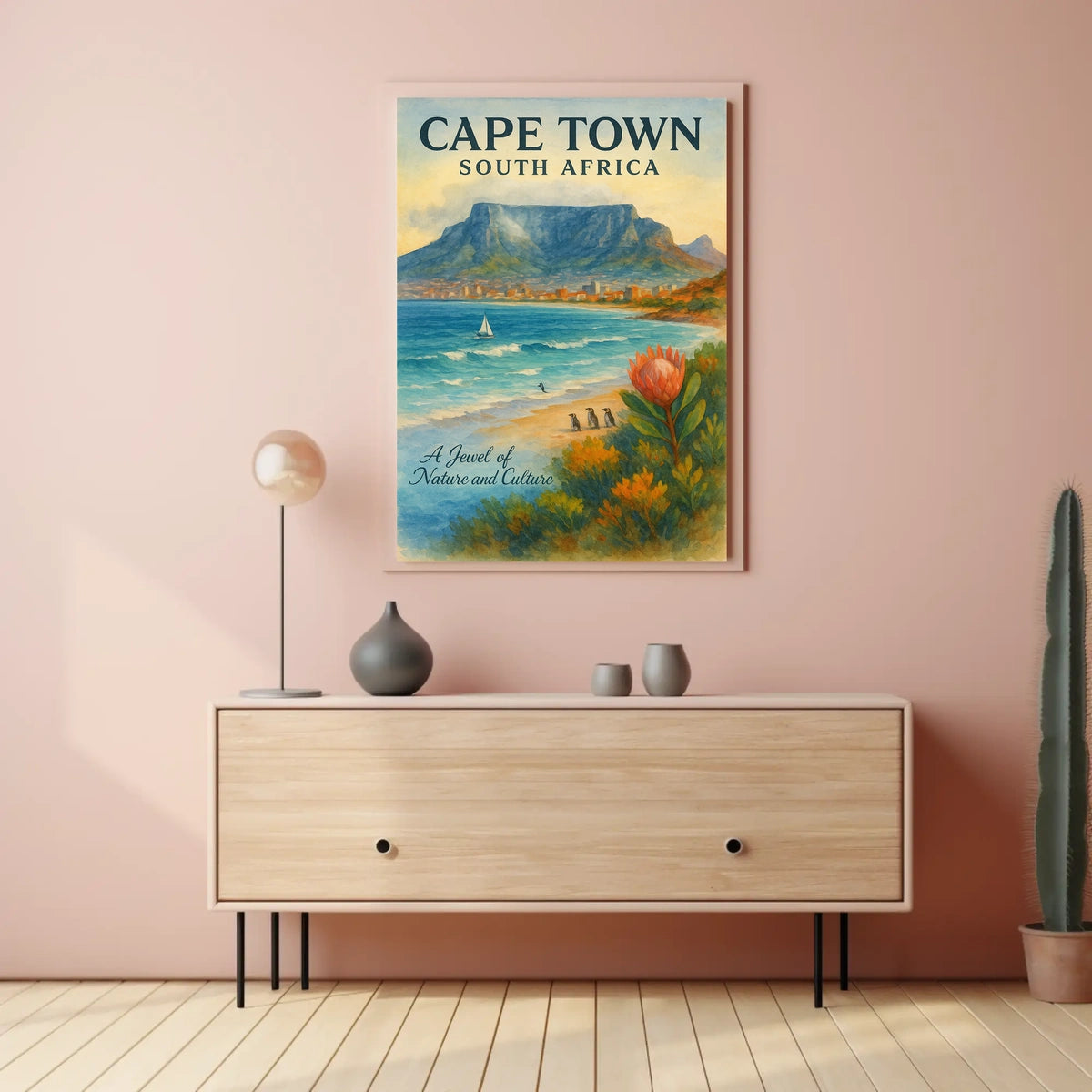 Cape Town Tranquility: Watercolor Art Poster Print