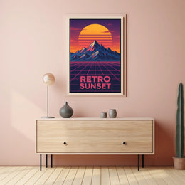 Retro Sunset Retro-Futuristic Pop Culture Poster