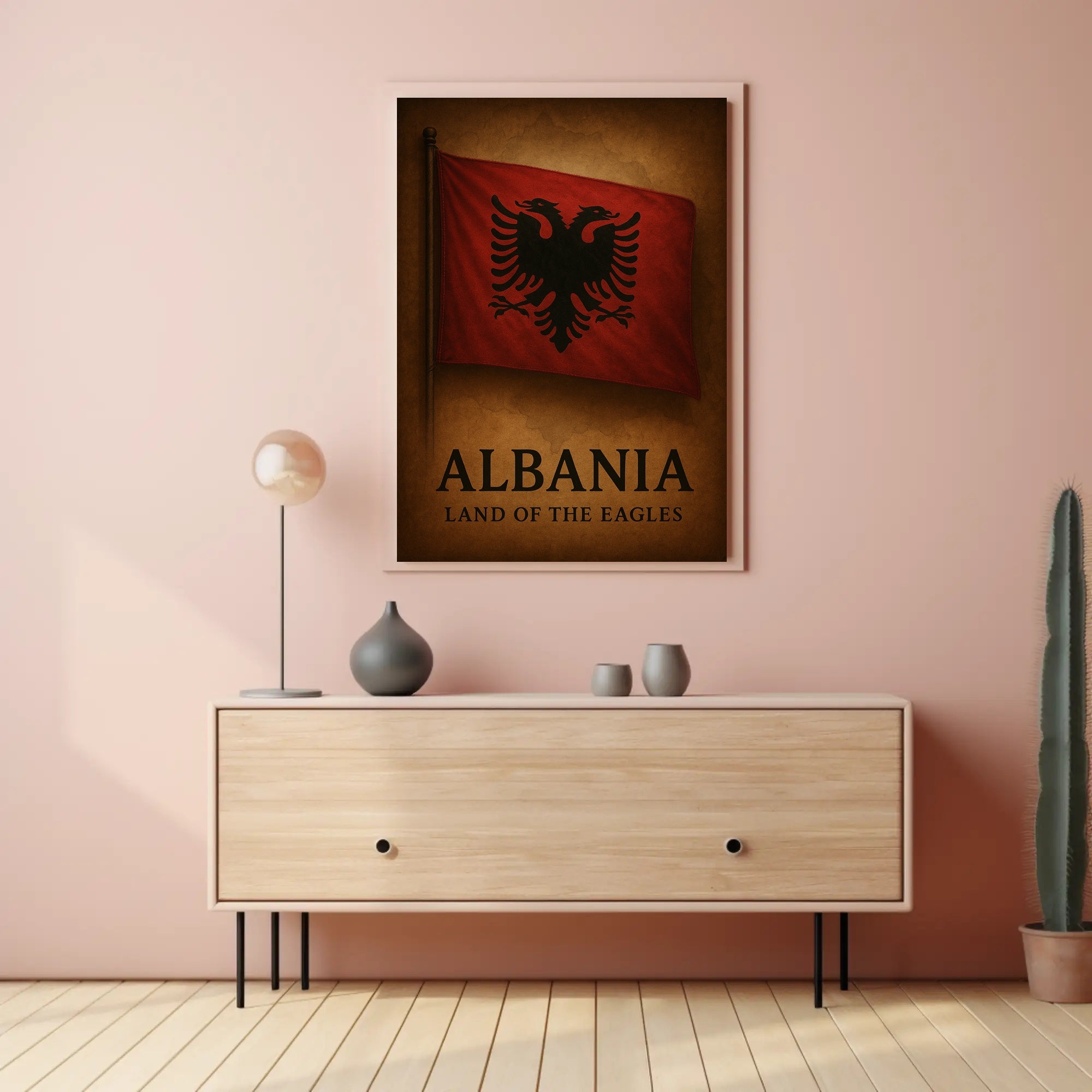 Albanian Flag Vintage Cultural Heritage Poster