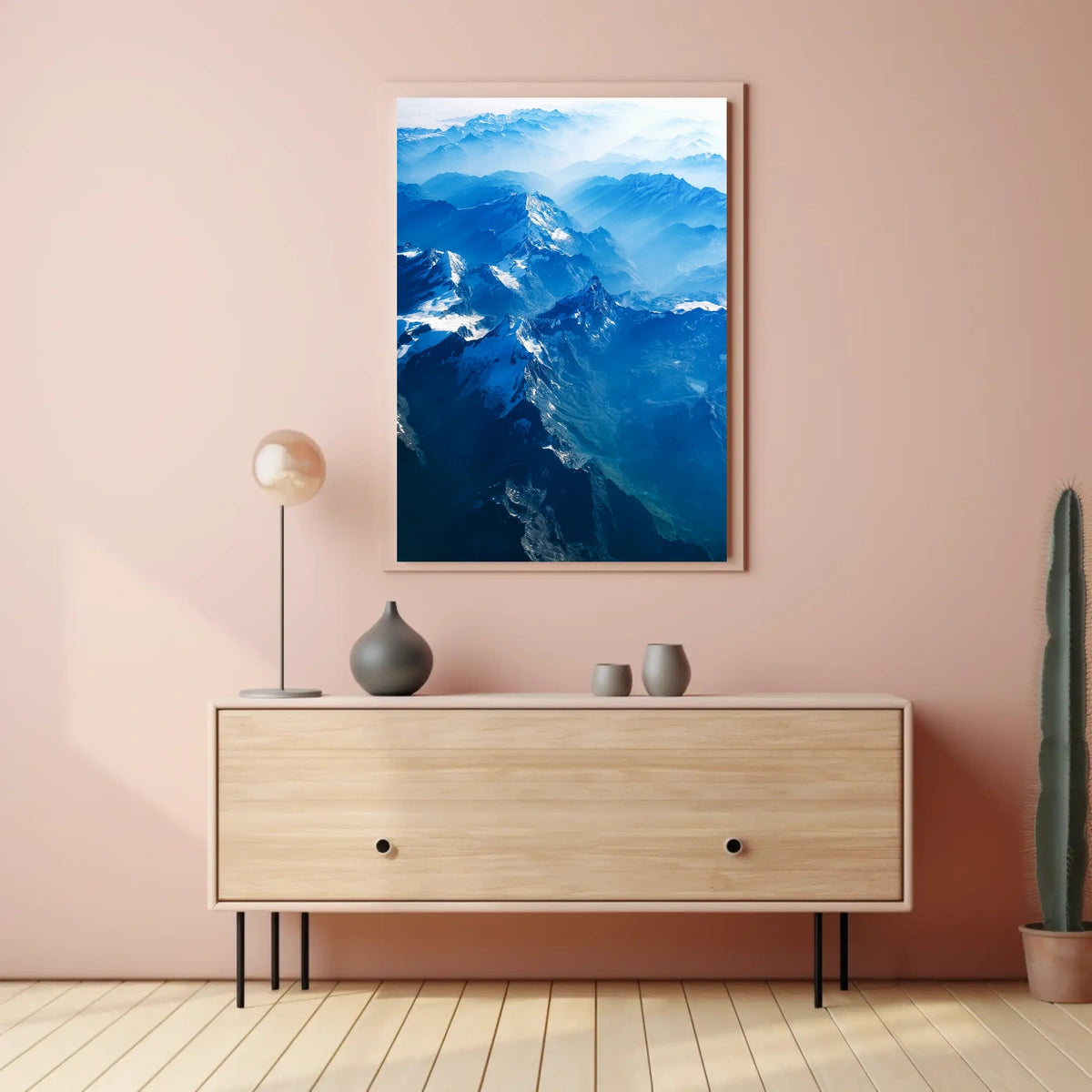 Majestic Aerial Mountain Range Photorealistic Poster