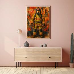Firefighter Heroism Action Fire Rescue Poster