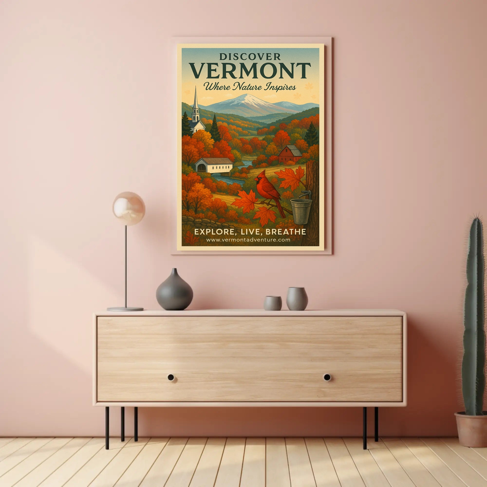 Vermont Scenic Travel Poster Vintage Nature Print
