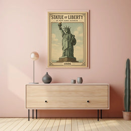 Statue of Liberty Vintage Illustration Cultural or Heritage Poster
