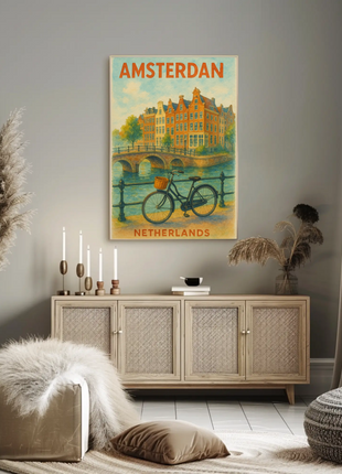 Amsterdam Netherlands Bike Canal Charm Travel Poster