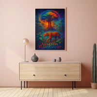 Amazon Rainforest Jaguar: Surreal Jungle Art Poster