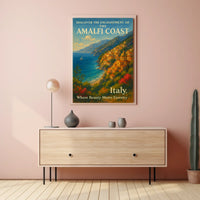 Amalfi Coast Romantic Seascape Art Poster Print