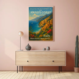 Amalfi Coast Romantic Seascape Art Poster Print