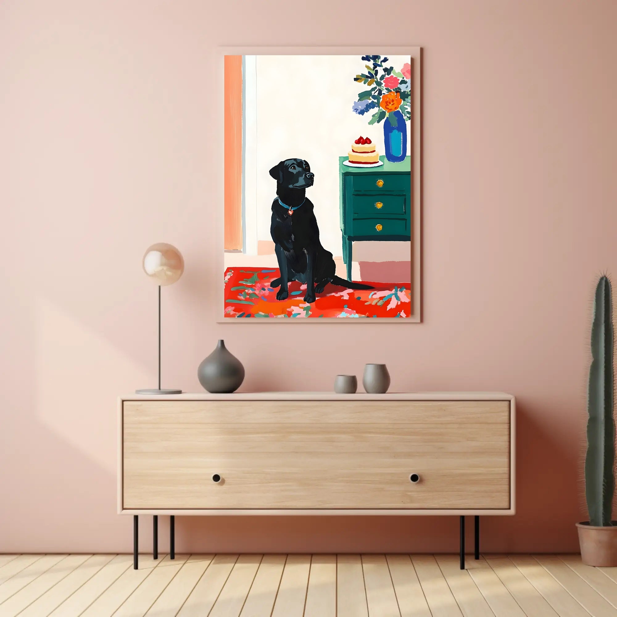 Black Labrador Poster Modern Cake Art Print