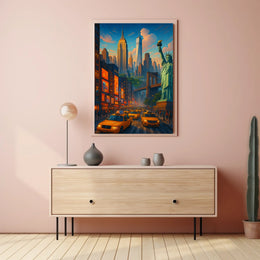 New York City Twilight Scene Poster For Bold Urban Decor