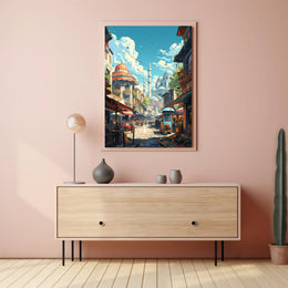 Charming Mediterranean Old Town Scene Travel Poster