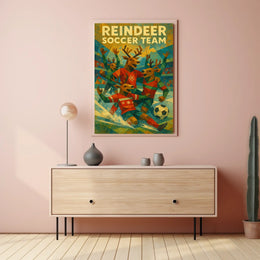 Reindeer Soccer Team Poster