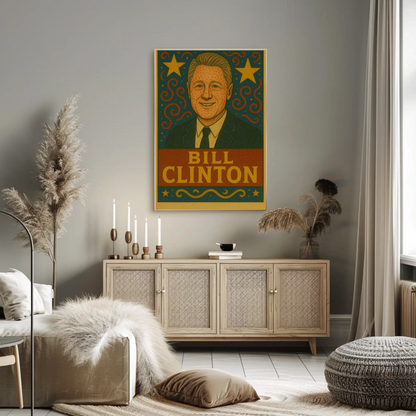 Bill Clinton Pop Art Presidential Portrait Poster
