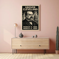 Grover Cleveland 22nd President of the United States B & W Comic Sketch Poster