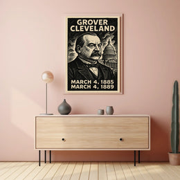 Grover Cleveland 22nd President of the United States B & W Comic Sketch Poster