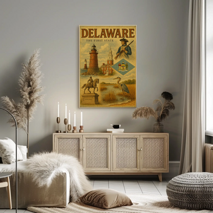 Delaware Founding History Colonial Heritage Travel Poster