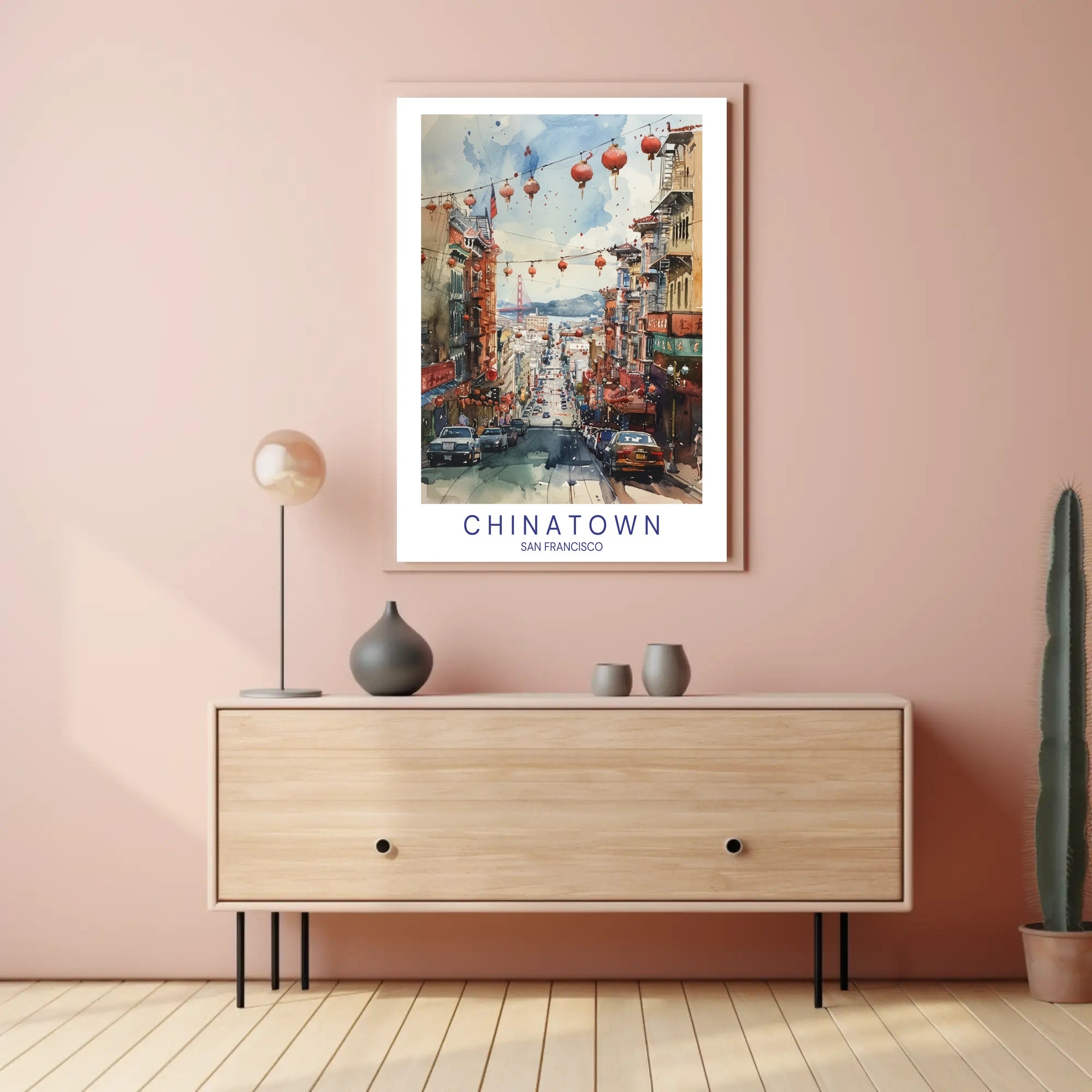 San Francisco Chinatown Watercolor Urban or Cityscape Poster PosterGoat