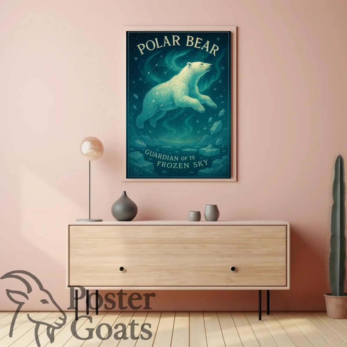 Majestic Polar Bear Cosmic Art Animal Poster