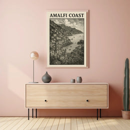Amalfi Coast Poster Wall Art 18x24 Coastal Decor Print