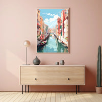 Venetian Canal Beauty Explored in Travel Poster