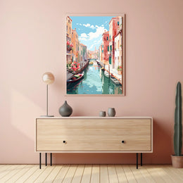 Venetian Canal Beauty Explored in Travel Poster