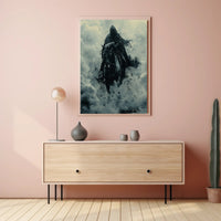 Mysterious Cloaked Figure Riding Horse Fantasy Mythology Poster PosterGoat