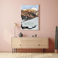Winter Serenity Cabin in Snowy Alps National Park Poster
