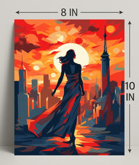 Sunset Silhouette In The City Poster