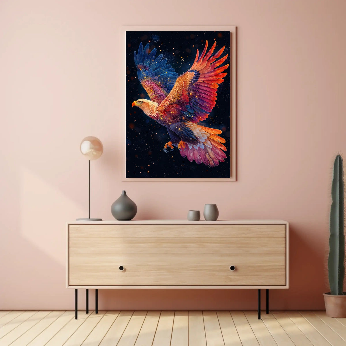 Majestic Cosmic Eagle Surreal Art Poster Print