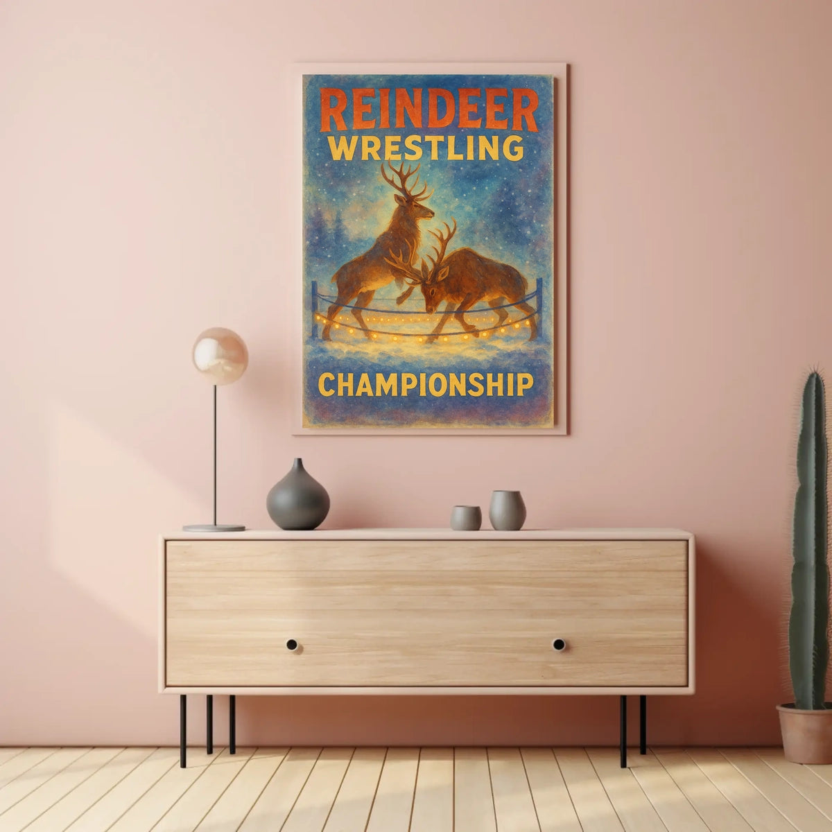 Reindeer Wrestling Championship: Enchanting Fantasy or Mythology Poster