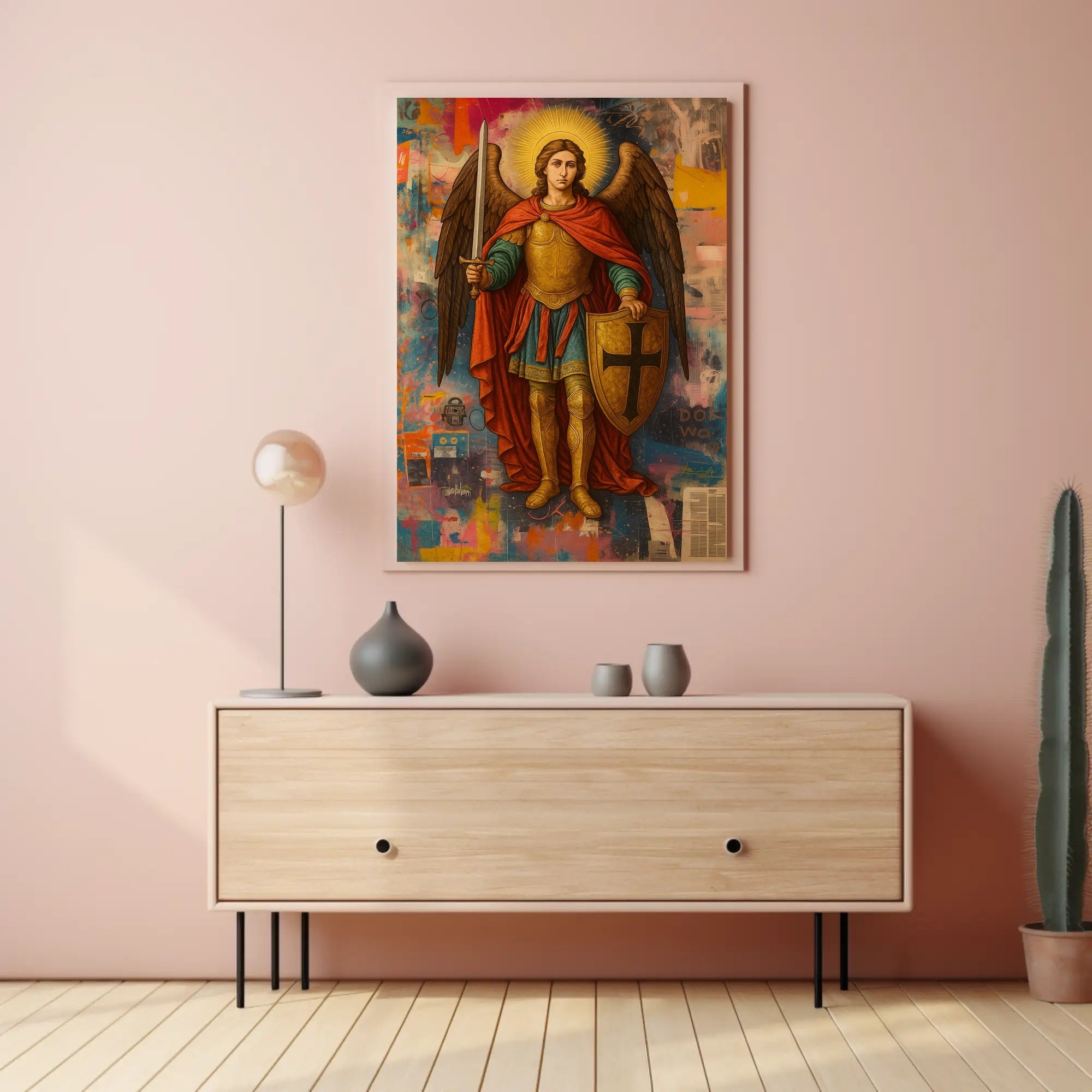 Warrior Angel Medieval Art Poster - Abstract, Artistic, or Pop Culture Poster